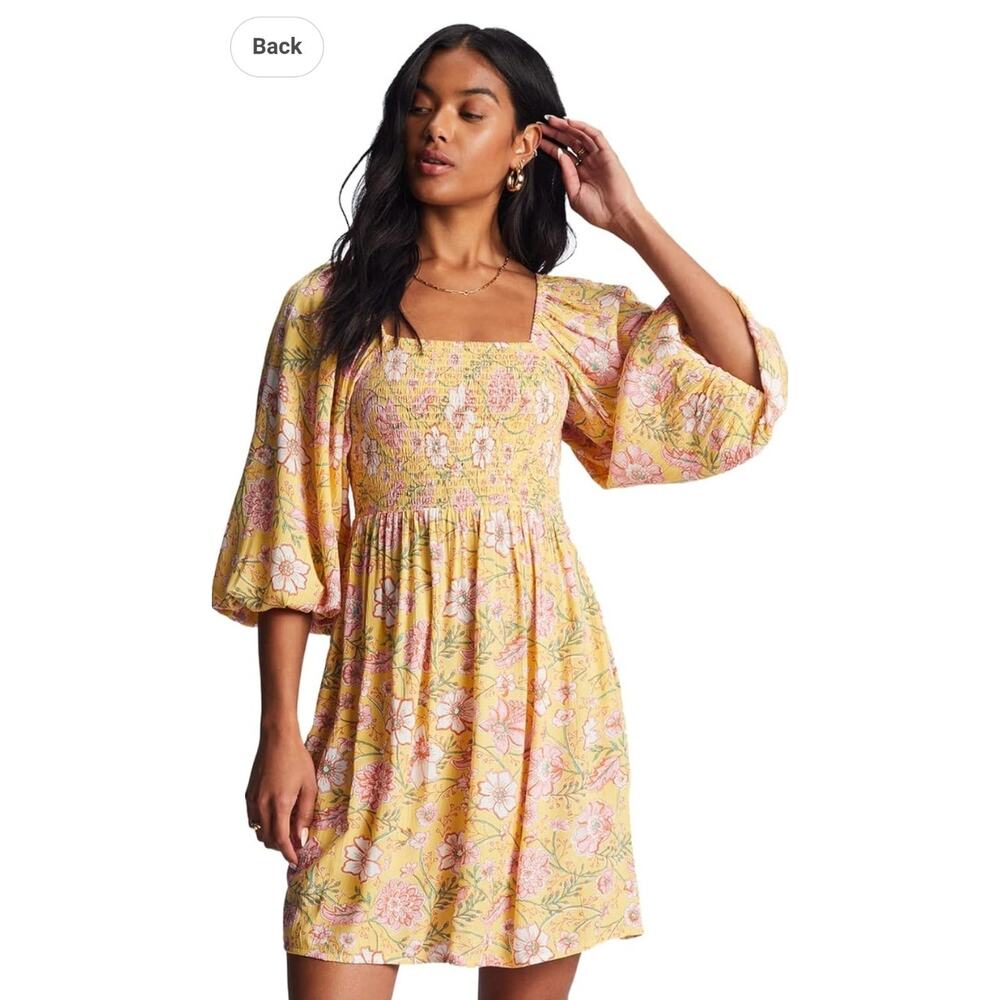 Billabong Paradise Days Smocked Dress Spring Cottagecore Whimsical MED